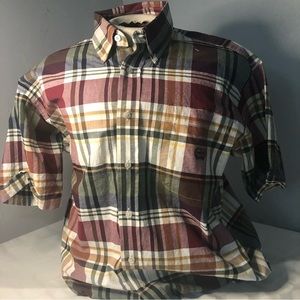 Cinch Mens Button Down Shirt Long Sleeve Size Medium Green/Red/Cream Plaid